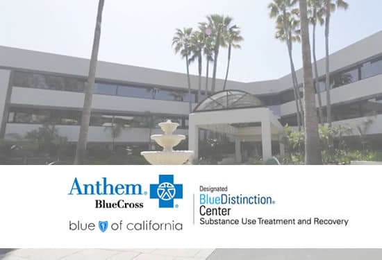 Front of Laguna Treatment building with Blue Distinction BCBS emblem in forefront