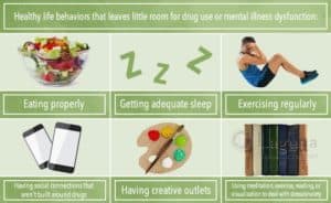 healthy life behaviors that leave little room for drug use or mental illness dysfunction